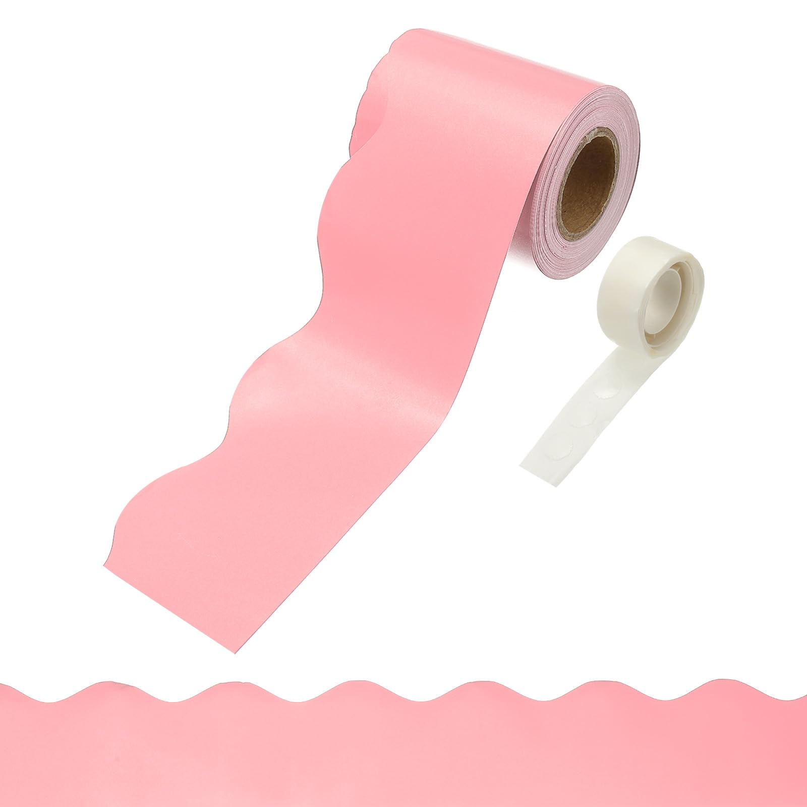 PATIKIL Bulletin Board Borders, 32.8ft Morandi Pink Border for Bulletin Board with Clear Sticky Dots Scalloped Trim for Office Party Classroom Decorations โ image 1