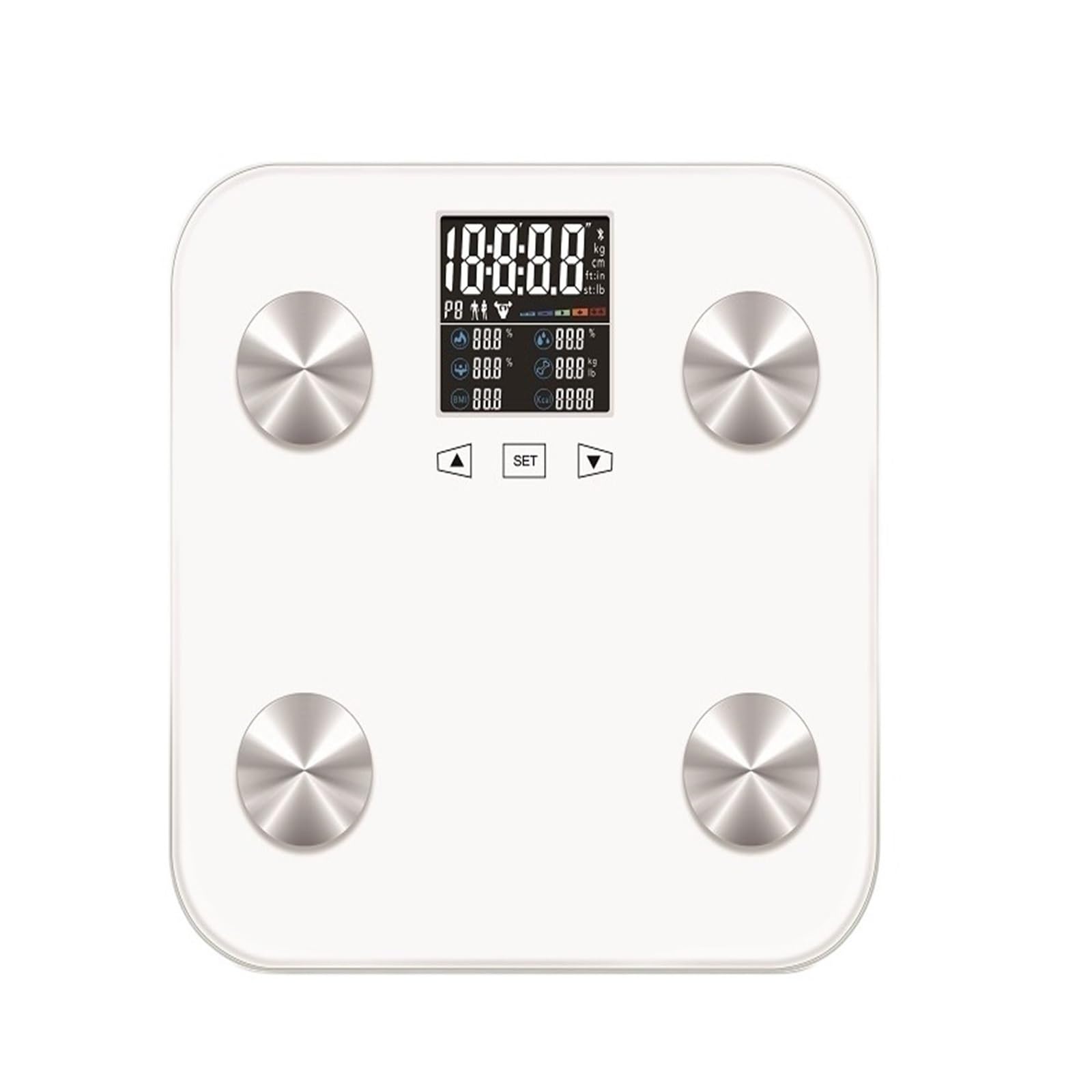 Riconoscimento Automatico Wireless Misurazione Della Massa Muscolare Bilancia Digitale Elettronica Del Grasso Corporeo 180 Kg Preciso E Facile Da Leggere(White)