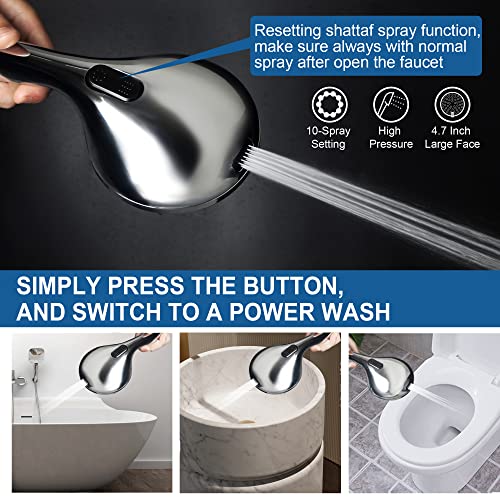 High Pressure Handheld/Rain 82-Mode 3-Way Shower Head Combo With 25.75" Adjustable Drill-Free Stainless Steel Slide Bar, Pet & Tub Power Wash And Anti-Clog Nozzles, With 5Ft Hose - Polished Chrome #TOP2