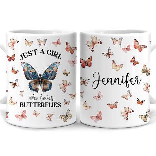 Taza de cerámica personalizada con mariposas 11oz miniatura 1