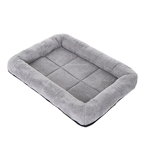 ZOOPLUS Kuschelkissen für Hundeboxen | Formstabiles Kissen aus weichem Teddyplüsch | Dicker Rand & Liegeflächen-Polsterung mit Steppung | ideal für Transportboxen & Transportkäfige (XL)