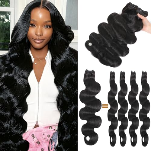 16A Raw Body Wave Bundles Human Hair 18 20 22 24 Inch 100% Unprocessed Indian Body Wave Bundles Human Hair,Double Layer Weft Virgin Hair Extensions Thick Weave Reusable,3x Longer Lifespan