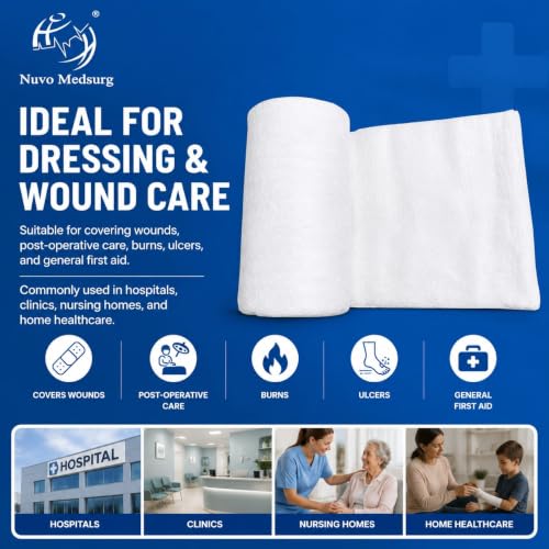 Image of Non-Sterile Gamjee Roll for Dressing & Wound Care, 15cm x 3mtr (Pack of 3) - Absorbent Surgical Cotton Pad, Medical Grade Material for First Aid, Hospital & Clinical Use