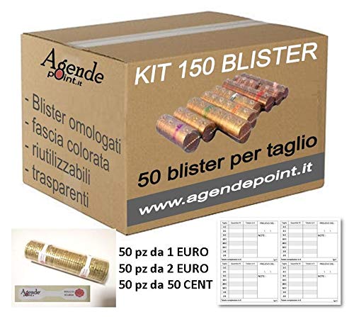 Agendepoint.it - KIT150-1 Blister für Münzen 150 gemischt: 1 € - 2 € und 50 Cent (50 Stück pro Stück)