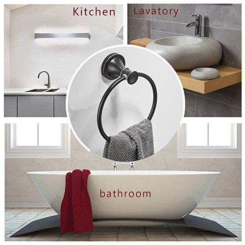 Besy Oil Rubbed Bronze Bathroom Hand Towel Ring Towel Holder, Wall Mounted Bathroom Hardware Accessory #TOP4
