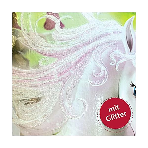 ROTH Schultüte groß Einhorn mit Fohlen mit Glitzer und Glitzerborte 85 cm - 6-eckig Rot(h)-Spitze Tüllverschluss… – Bild 3