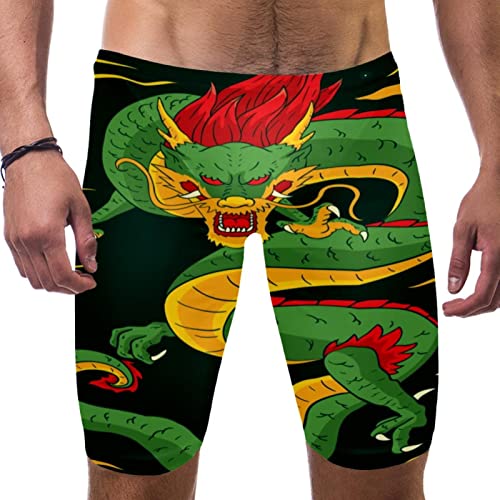 Short de bain dragon chinois pour vos vacances au soleil, maillot chic vert XL