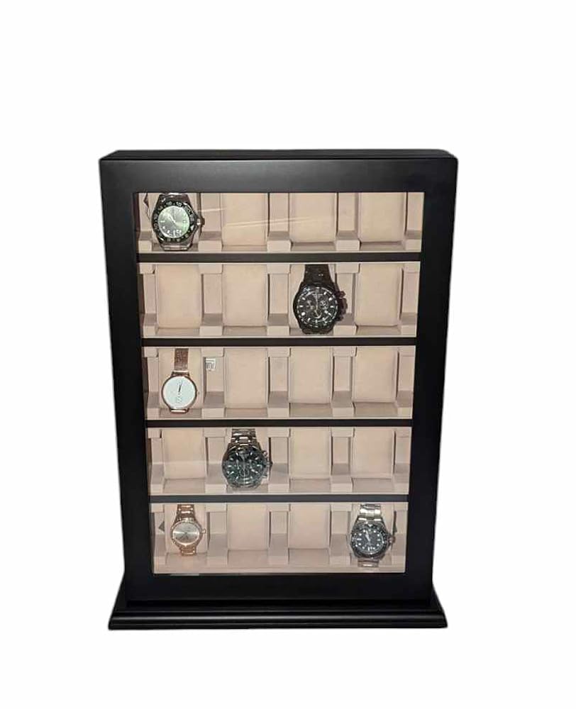 Meyer & Söhne Tischvitrine für 20 Uhren schwarz Schaukasten No.12