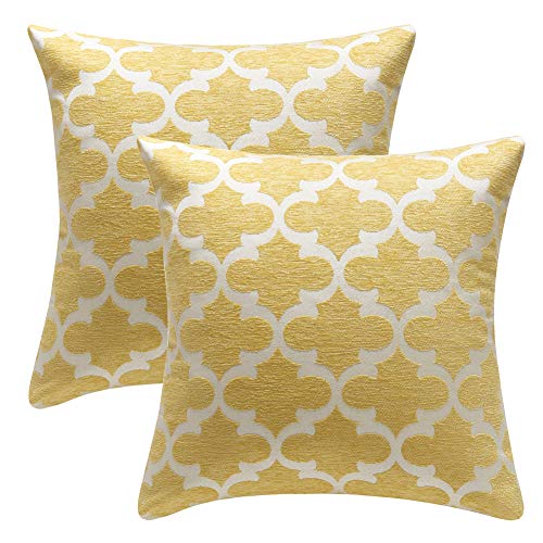 Starscity Set Of 2 Square Decorative Throw Pillow Cases 100% Cotton Soft Microfiber Outdoor Cushion Covers 20 X 20 For Sofa Bedroom Throw Cushion Cover Gifts (Yellow, 20X20 Inches) #TOP16