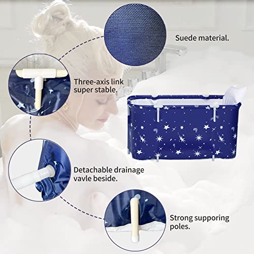 HotMax Portable Bathtub Kit, Foldable Soaking Bathtub for Adults, Freestanding Bathtubs, Hot Bath Tub, Ice Bath, Family Bathroom SPA Tub (Blue)