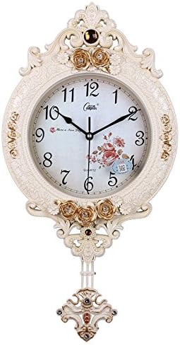 CGGHY 16 Inch Hanging Bell Luminous Mute Calendar Clock Modern Living Room Bedroom Electronic Calendar Wall Clock Creative Modern Watch Gold Cracked Diamond Pendulum