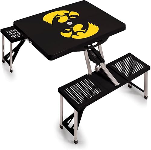 Vista 159 de PICNIC TIME NCAA North Carolina Tar Heels Folding Picnic Table - Camping Table - Outdoor Table with Umbrella Hole Negro