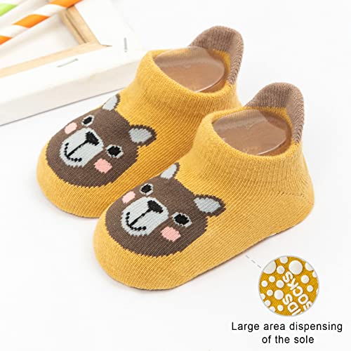 Awoscut Unisex Toddler Baby Grip Socks Stretch Cartoon Animal Print Anti-slip Floor Crew Socks for Toddler Girls Boys2