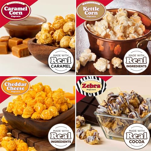 Popcornopolis 3491002 Gourmet Popcorn Snacks, 12 Cone Variety Snack Packs (Gift Cone), Zebra Popcorn, Cheddar Cheese Popcorn, Caramel Popcorn & Kettle Corn Popcorn thumb #1