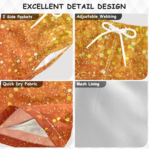 Pigsaly Boys Swim Trunks Sunset Gradient Flashing Orange Golden Yellow Glitter Boys Board Shorts Swimsuit Swimwear 3T3