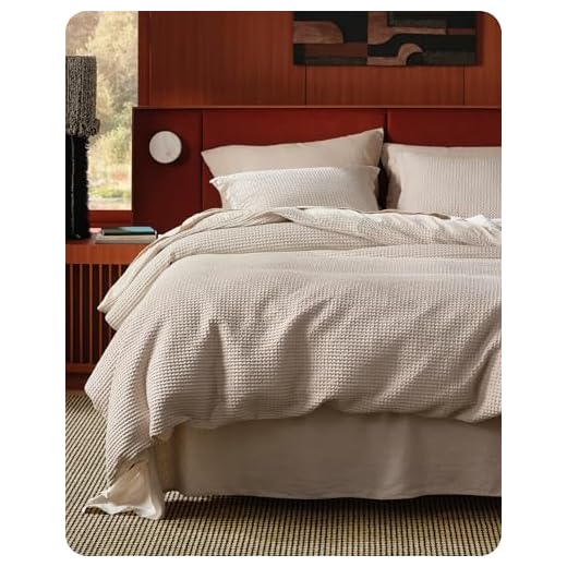 Bedsure Cotton Duvet Cover Queen - 100% Cotton Waffle Weave Linen Color Duvet Cover, Soft and Breathable Duvet Cover Set for All Season (Queen, 90"x90")