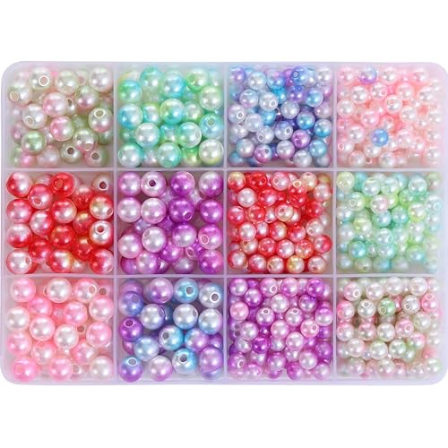 Image of Ambitieux DIY Bracelet Making Kit for Girls - 12 Types Colorful Beads with Charms, Elastic Thread, Earrings, Clasps & Rings - Jewellery Craft Kit for Kids, Birthday Return Gift, Rakhi Special Set for 2 3 4 5 6 7 8 9 10 years (Colorfull pearl beads)