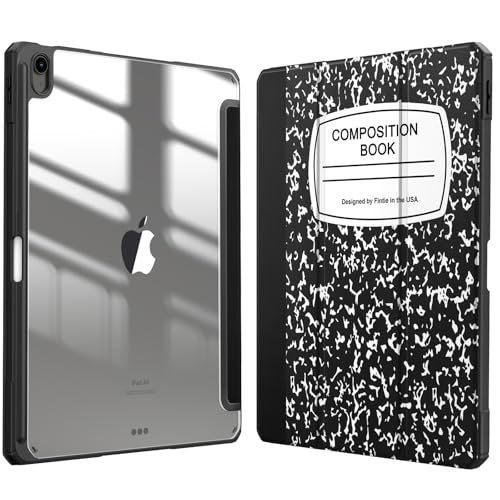 Image of Fintie Hybrid Slim Case for iPad Air 13-inch (M2) 2024, [Built-in Pencil Holder] Shockproof Cover with Clear Transparent Back Shell, composition book