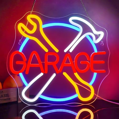 Looklight Garage Wrench Letrero de neón para decoración de garaje Letrero de neón para papás Garaje Hombres Cueva Taller de reparación de automóviles Taller Bar Pub Decoración del hogar