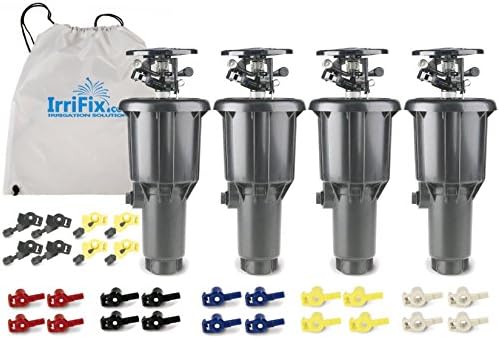 IrriFix Rain Bird Maxi-Paw 2045A Impact Rotor Sprinkler - 4 Pack in a Sack Includes 7 Different Nozzles for Each Head