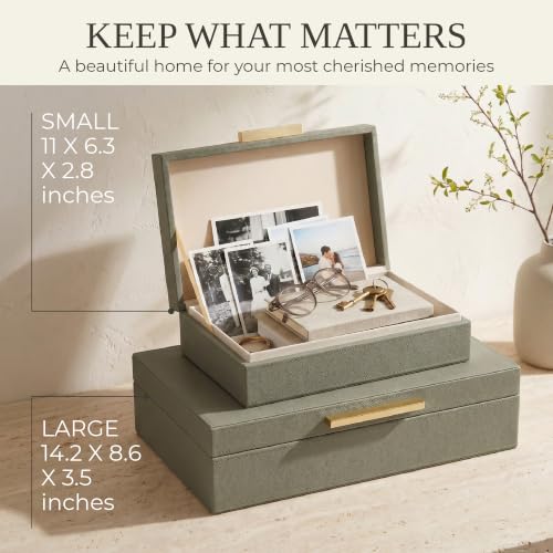 Decorative Storage Boxes with Lids - Set of 2 PU Leather Organizer Bins - Image 3
