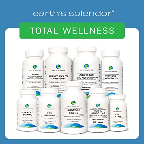 Earth's Splendor Men's Multivitamin, Overall Wellness Support For Men, Multimineral Supplements, Helps Support Metabolism, Vitamin B12, Vitamin A, C, D, E, K, B6 (120 Immune Support Tablets) #TOP4