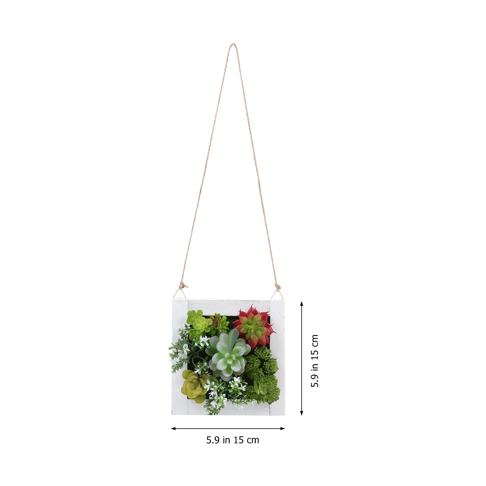 Cadre Suspendu avec Plantes Succulentes Artificielles en Plastique et Bois, Décoration Murale Intérieure Solide et Facile d'entretien pour Maison et Bureau