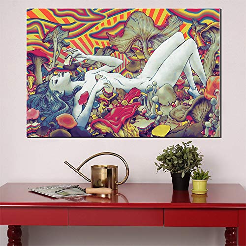 Walkking Ways Canvas Painting Sexy Woman Lie On The Mushroom Wall Art Pictures Print On Canvas The Picture For Home Decor Large Abstract Artwork #TOP2