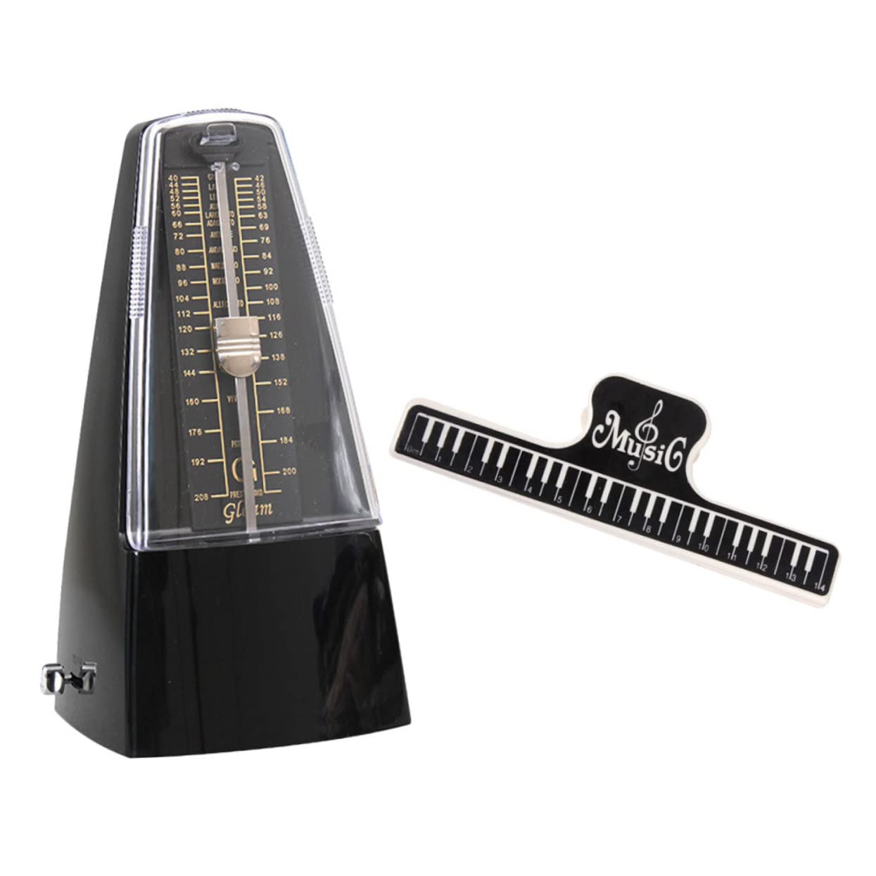 ibasenice Mechanisches Metronom Für Klavier Und Gitarre Kleines Musikmetronom Mit Notenclip Einstellbarer Rhythmus Und Tonhöhe Für Üben Und Spielen