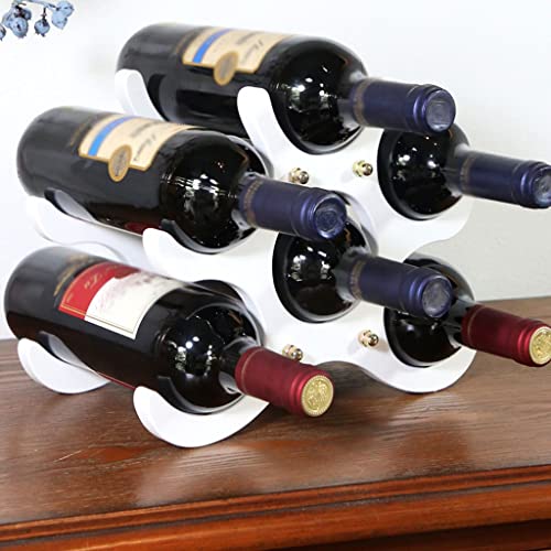 Soporte rústico para 6 botellas de vino blanco de madera miniatura 6