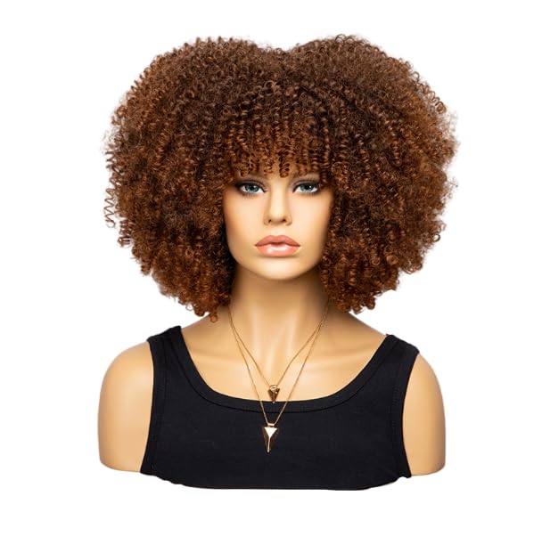 Fashion Afro Curly Wig Synthetic Short Full Wig Women Wig For Halloween Party Christmas Costume Wig (Black Red)