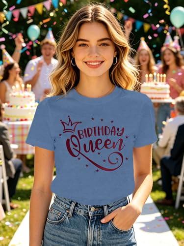 Image of Birthday Shirts Women Happy Birthday Queen and Squad Tee Tops