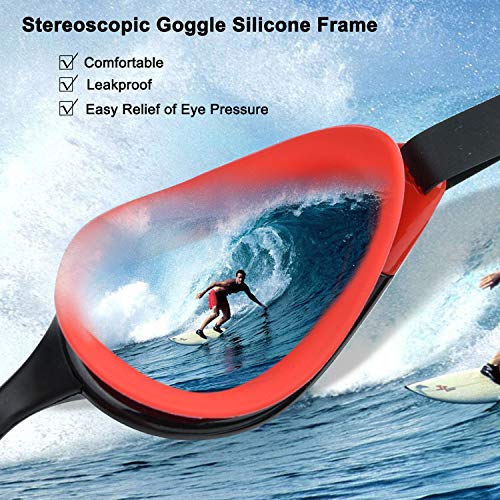 Image of PHELRENA Swim Goggles, 2019 Electroplated Swimming Goggles, Anti Fog,No Leaking,UV Protection,Shatter-Proof, Clear Wide Vision Triathlon Swim Goggles for Women Men Adult with Free Nose Clip Ear Plugs