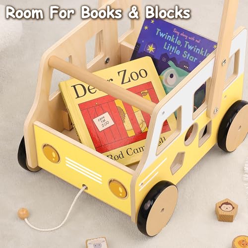 Image of Pillowhale Wooden Baby Walker, First Birthday Gifts for Boys & Girls
