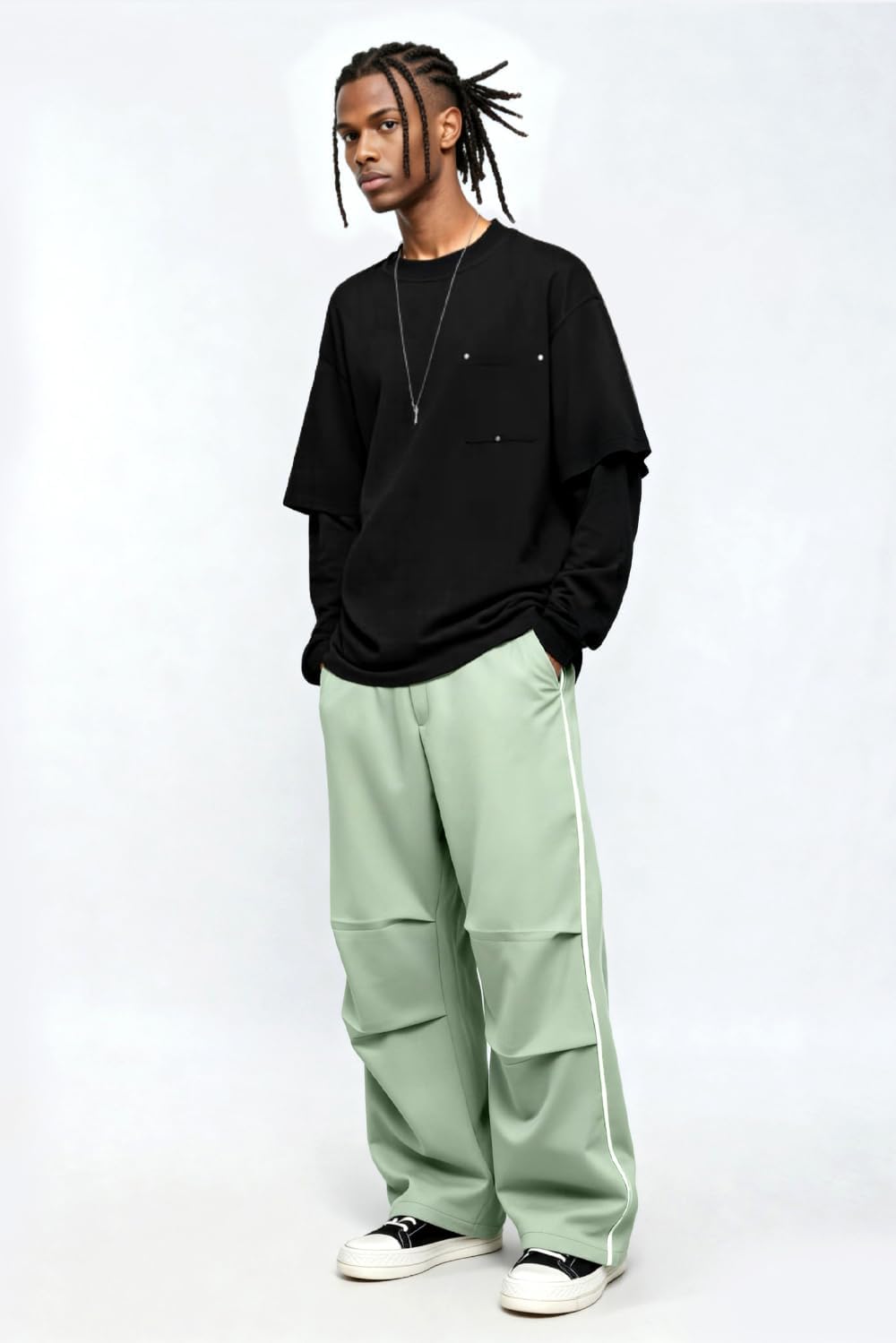 GINGTTO Mens Baggy Sweatpants Wide Leg Track Pants Open Bottom Loose Fit - Image 6