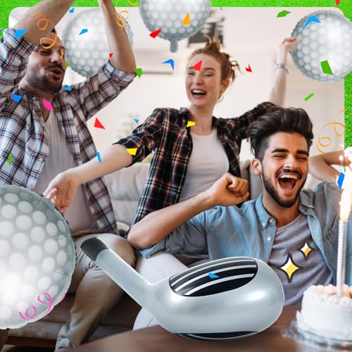 Image of 16 Pcs Golf Balloons Set 18'' Ball and 30 Club Shaped Foil Balloons for Birthday Party Decorations Golf Themed Events Sports Party Favors