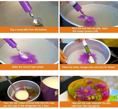 Image of Cake and Jelly Decore Art Tools - Stainless Steel Flowers Leaves 3D Jelly Art Pudding Nozzle Cake Needles Gelatin