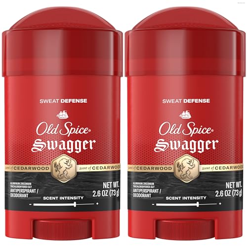 Image of Old Spice Sweat Defense Antiperspirant & Deodorant for Men, 24 /7 Ultimate Sweat Protection, Long Lasting Scent, Soft Solid, Swagger with Cedarwood Scent, 2.6 oz (Pack of 2)