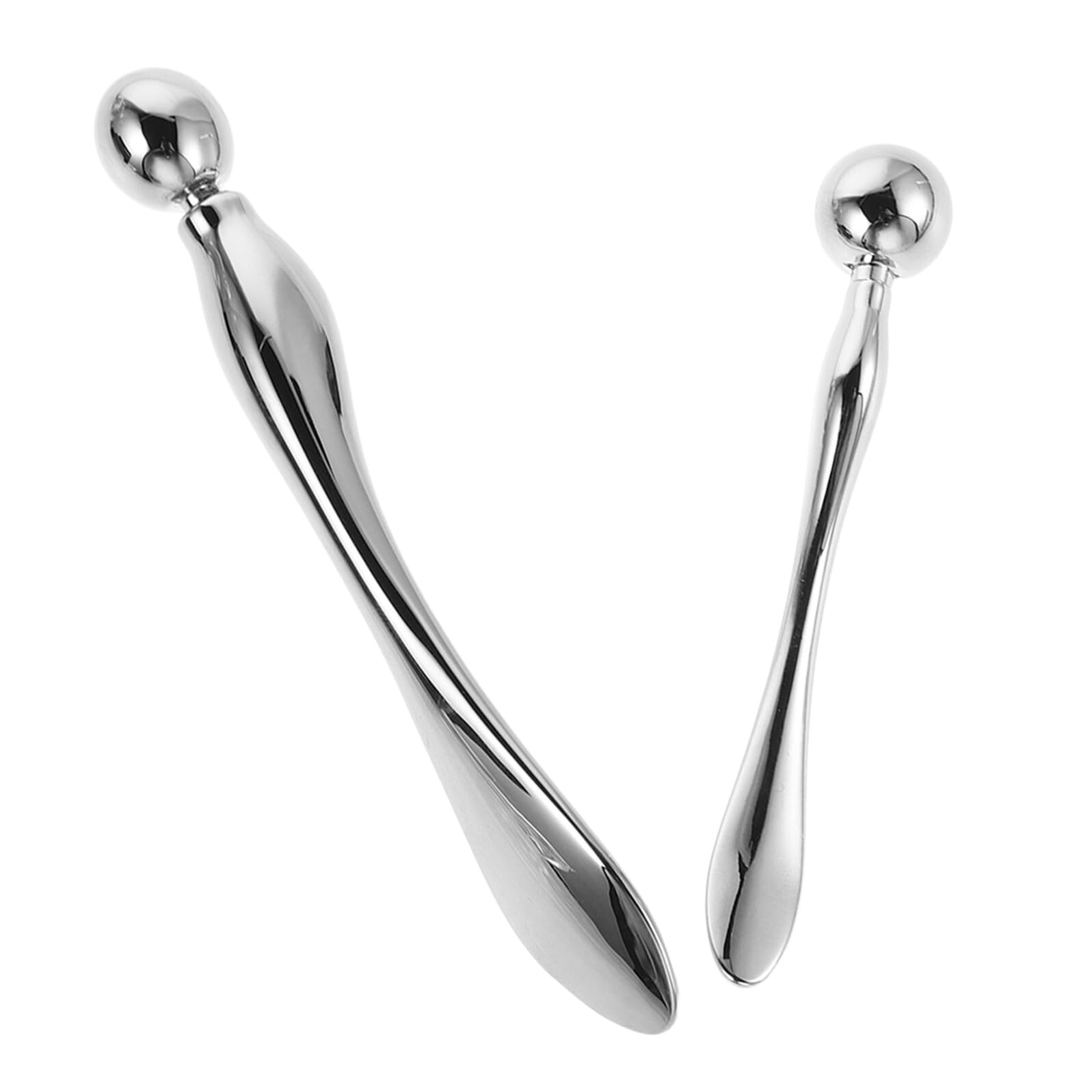 Beavorty Accessori di Bellezza per Viso 2 Pezzi Applicatore in Metallo Rullo Massaggiante per Crema Occhi Spatola Igienica per Cura della Pelle per Uso Quotidiano e Viaggi