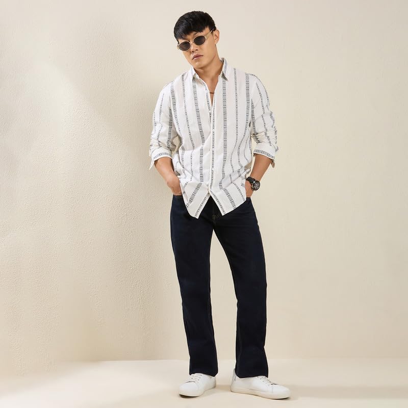 Image of Mens Striped Slim Fit Cotton Casual Shirt | Full Sleeves Mens Shirts | Stylish Shirt for Men