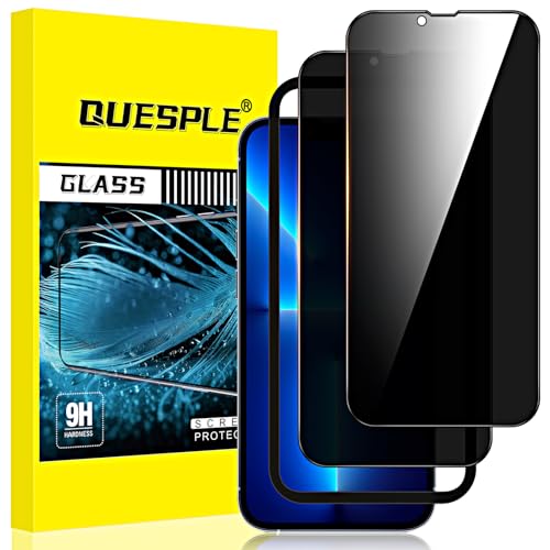 QUESPLE Privacy Screen Protector for iPhone 13 Pro Max 6.7-Inch Black Edge Anti Spy Tempered Glass Film Anti-Scratch Case-Friendly 2-Pack