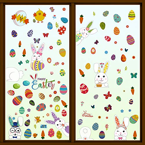 9 Vellen Pasen Venster Kleedt Decoraties Bunny Paaseieren Venster Stickers Kleurrijke Pasen Decals voor Thuiskantoor School Kids Party en Woonkamer Leveringen