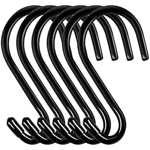 Bolatus 6 Stück S Haken Groß 6in/15CM Belastbar bis 30KG S-förmige Hängehaken Schwarz Schwerlast Metallhaken Anti-Rost Haken für Küche Badezimmer Schlafzimmer Büro Edelstahlhaken
