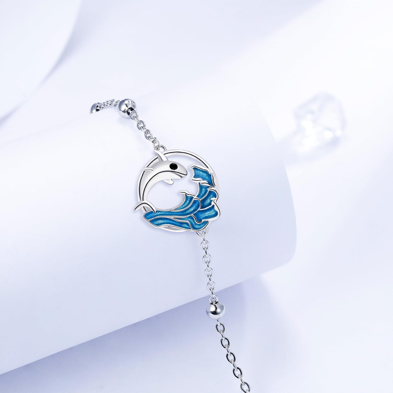 J.MUEN Cavigliera Donna Argento 925 Strati stile boho Estate Spiaggia Cavigliera,Regolabile 22+4cm