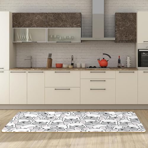 Tapis de cuisine absorbant lavable lot de 2 antidérapant motif chien