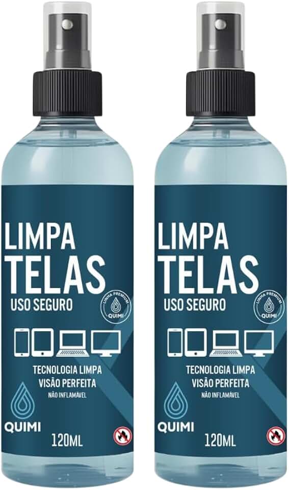 Kit 2 Limpa Telas Quimivida | Para Celulares Monitores Notebooks e TVs | Limpeza Suave Antiestática Sem Resíduos