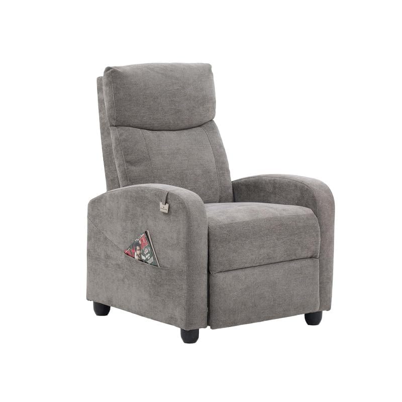 Image of Royaloak Nelson Fabric Recliner 1S with High Backrest, Pocket Springs & Heavy Duty Metal Support, Sleek Armrests, and Sturdy Footrest, Comfortable Lounge Chair for Living Room