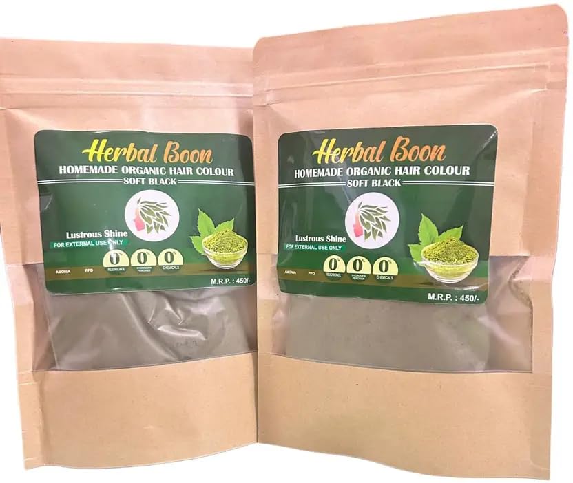 HERBAL BOON Homemade Organic Hair Colour – Soft Black | Natural Herbal Powder, Black-image-21