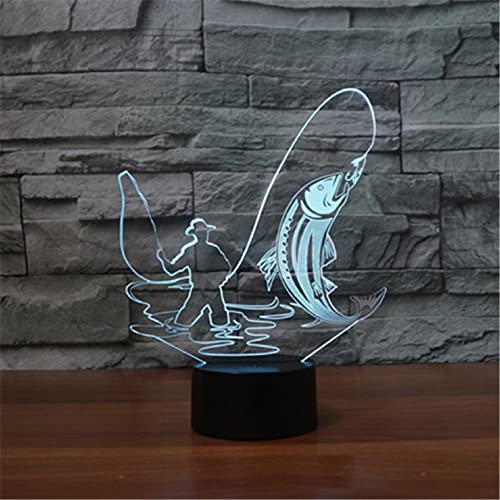 Lámpara nocturna 3D Go Fishing LED con control remoto miniatura 2