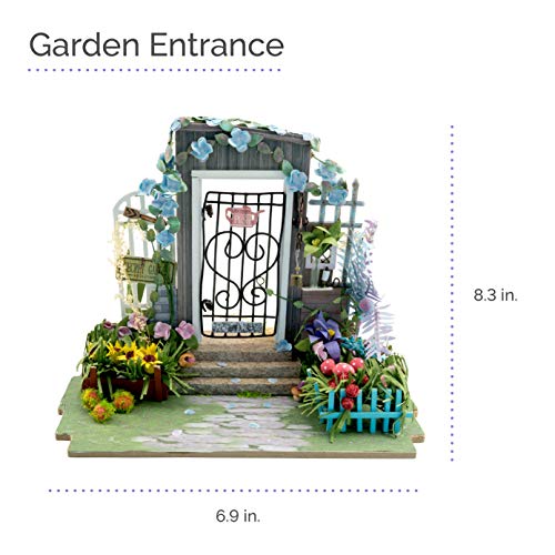 Hands Craft Diy Miniature Dollhouse Kit | 3D Model Craft Kit | Pre Cut Pieces | Led Lights | 1:24 Scale | Adult Teen | Garden Entrance (Dgm02) #TOP3